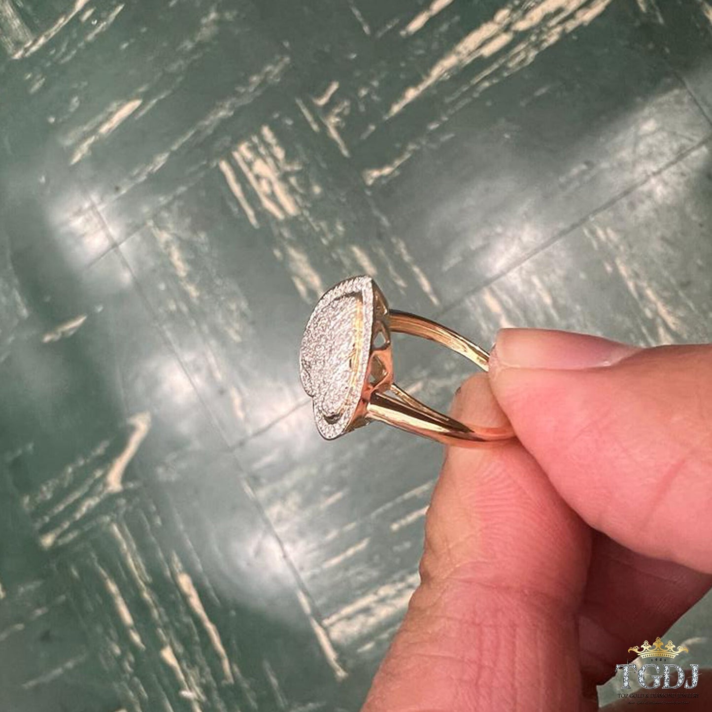 10k Yellow Gold Heart Diamond Ring, 0.35 dwt Round Heart Diamond Promise Ring, Hip Hop Diamond Heart Ring, Women Heart Ring, Gift for Him