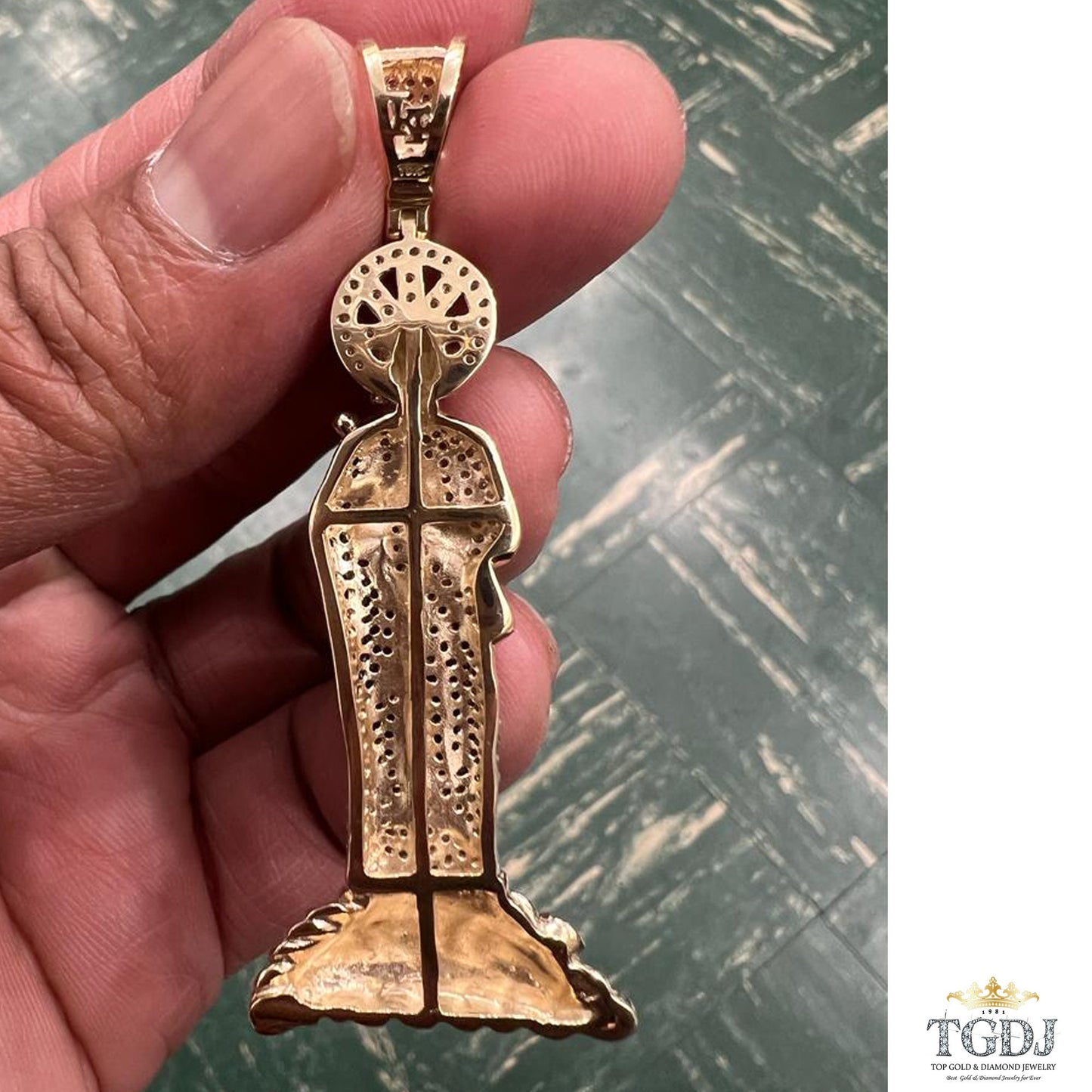 St. Jude San Judas Tadeo Diamond Pendant in Micro-Pave-Setting, 10k White Gold - Patron Saint Catholic Spiritual Jewelry, Gift for Himd