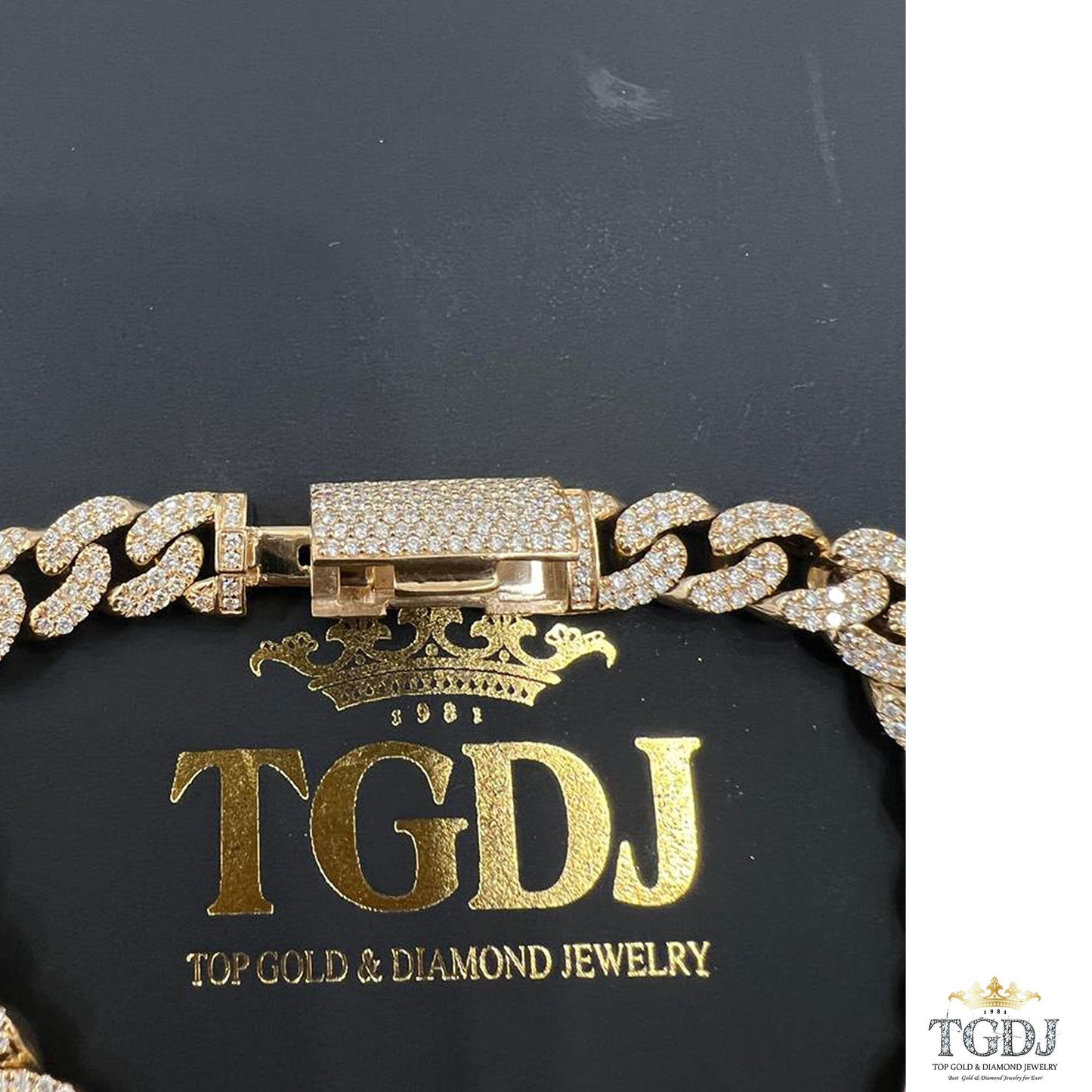 9mm 10k yellow Gold Miami Cuban Link Diamond Bracelet - Iced Out Bracelet 4.8ct Diamond 10k yellow gold Bracelet Hip Hop Chain Gifts for Him