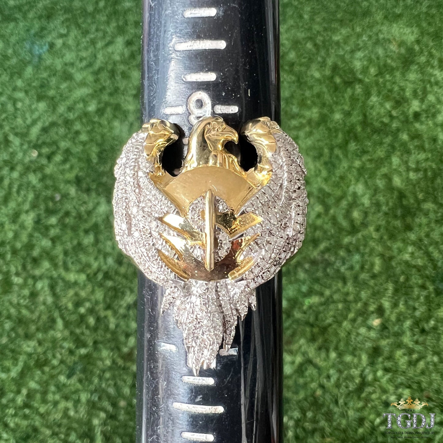 10K Yellow Gold Double Headed Eagle Ring, Diamond Ring Men, Men's Diamond Rings, Men Signet Ring, Eagle Ring, Double-headed Eagle Jewellery