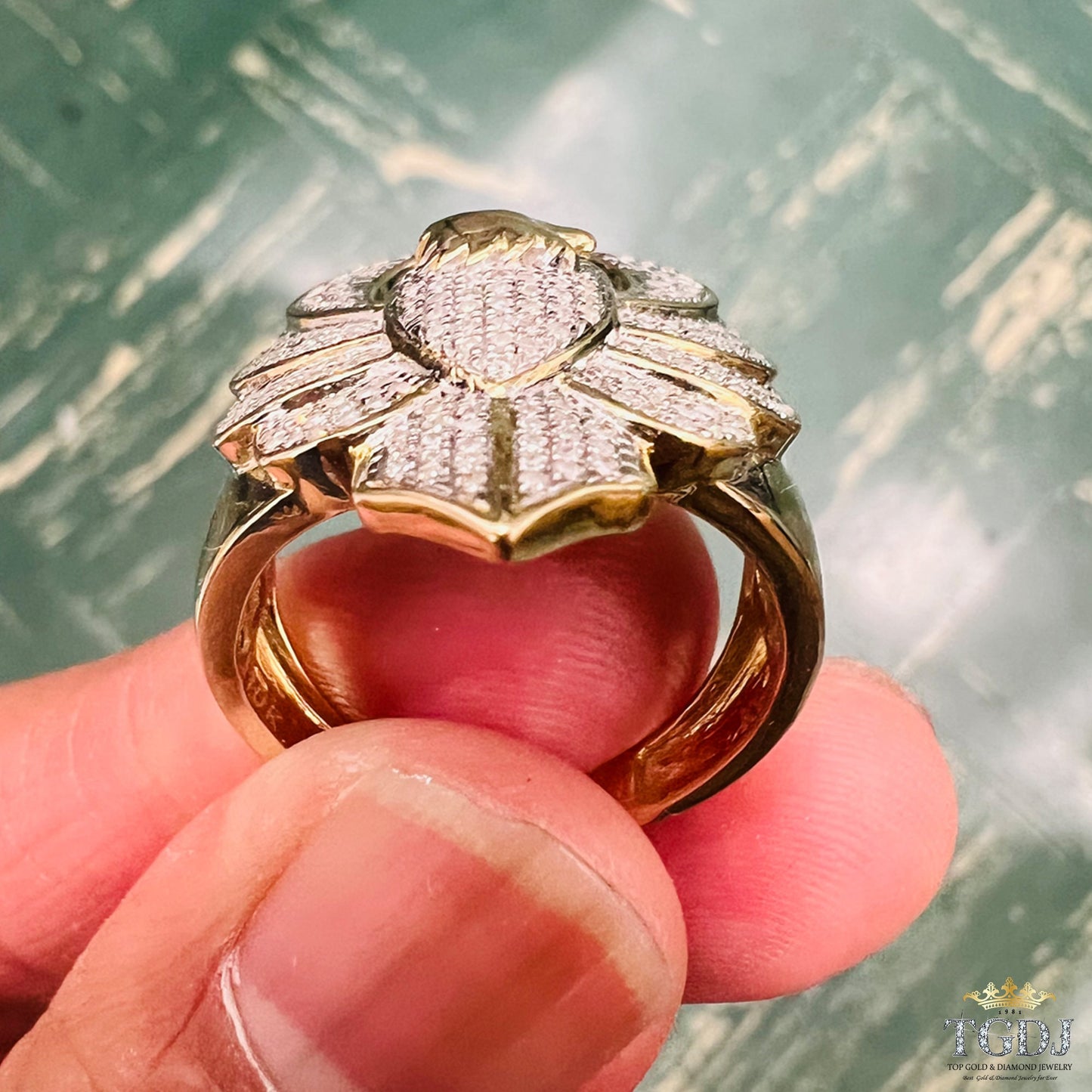 10K Yellow Gold 0.41Ct Diamond Flying Eagle Finger Ring for Men 9.28 Gram- One Of kind