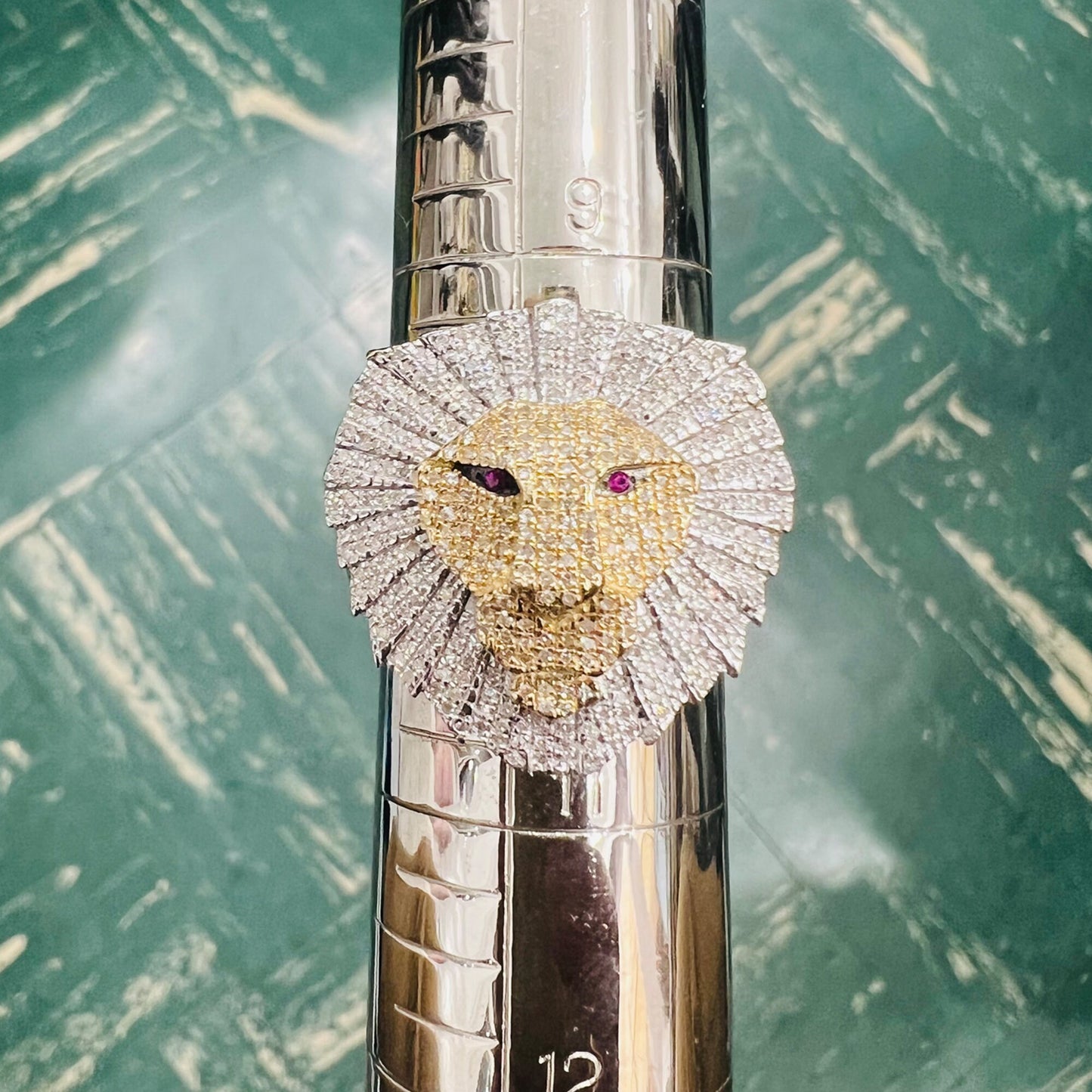 10K Yellow Gold 0.61Ct Diamond Lion Face Mens Ring -9.49 Gram, Lion Face Mens Ring. Hip hop Rings