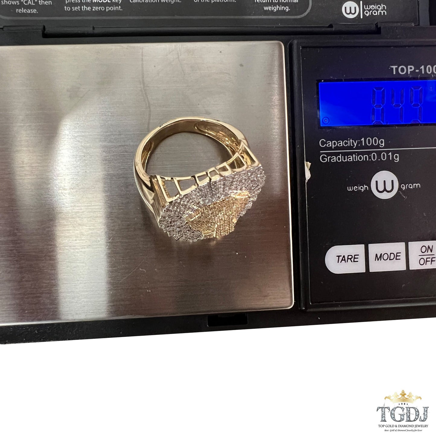 10K Yellow Gold 0.61Ct Diamond Lion Face Mens Ring -9.49 Gram, Lion Face Mens Ring. Hip hop Rings