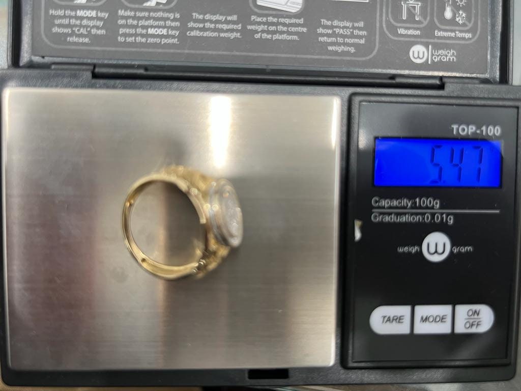 10K Yellow Gold Hip Hop Diamond Men's Ring Super Iced Out Large Round Simulated Real Diamond Ring Band 0.35Ct 5.47 Grams Size 10