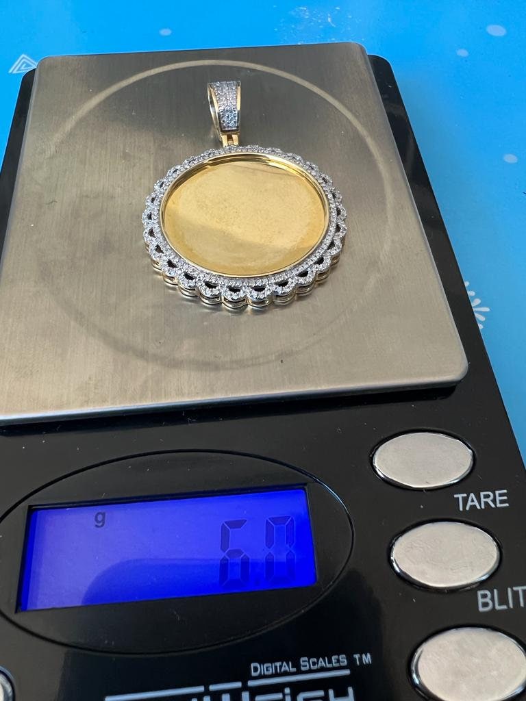 10k Yellow Gold Medallion Frame Memory Diamond Charm Pendant 0.52ct Diamond pendant, Picture Frame Pendant, Diamond Memory Pendant Best Gift