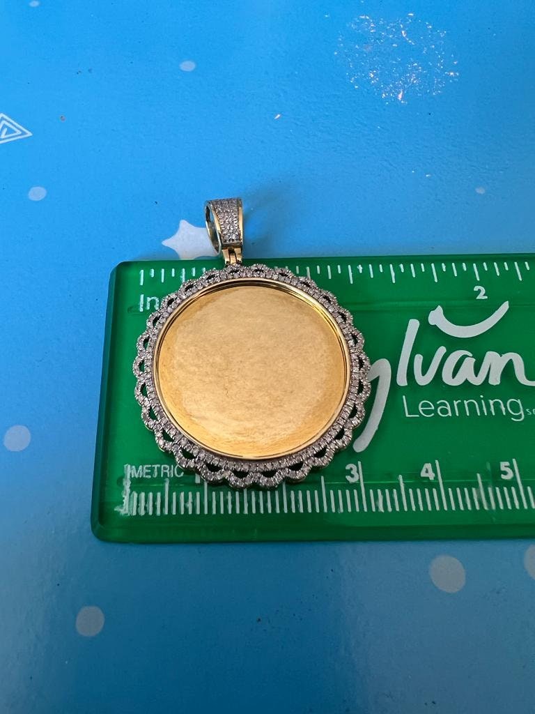 10k Yellow Gold Medallion Frame Memory Diamond Charm Pendant 0.52ct Diamond pendant, Picture Frame Pendant, Diamond Memory Pendant Best Gift