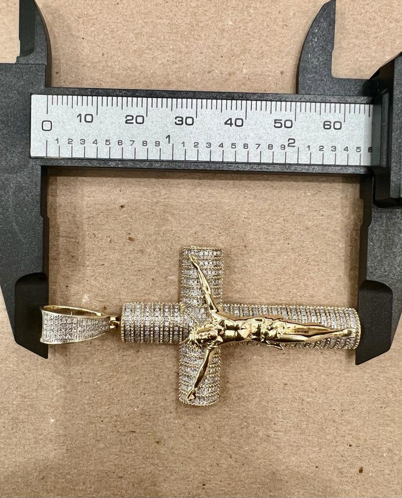 Mens Diamond Cross Jesus Christ Pendant 10K Gold .67CT Diamond Cross Religious Charm Pendants, Crucifix Cross Pendant, Baptism Gifts for Him