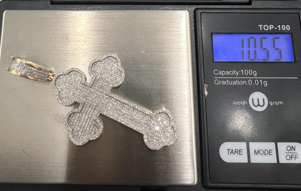 Mens Diamond Cross Jesus Christ Pendant 10K Gold 1.52CT Hip Hop Cross Pendant Religious Charm Pendants Crucifix Pendant Baptism Gift for Him