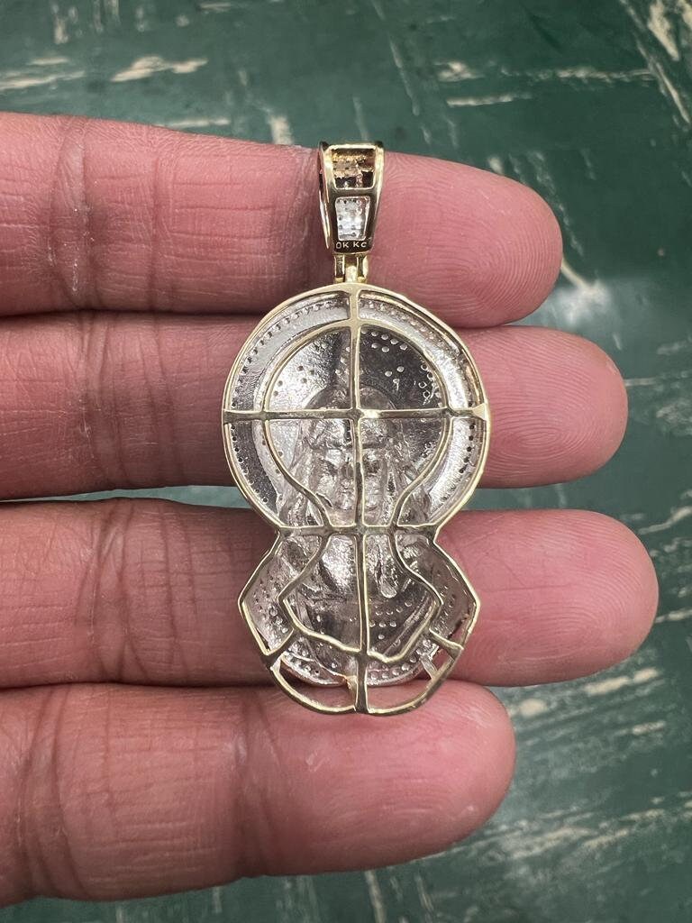 Jesus Head Face Pendant, 10k Yellow Gold 0.47 CT Diamond Jesus face Religious Pendant, Jesus Head Pendant For Men, Jesus Christ Face Pendant