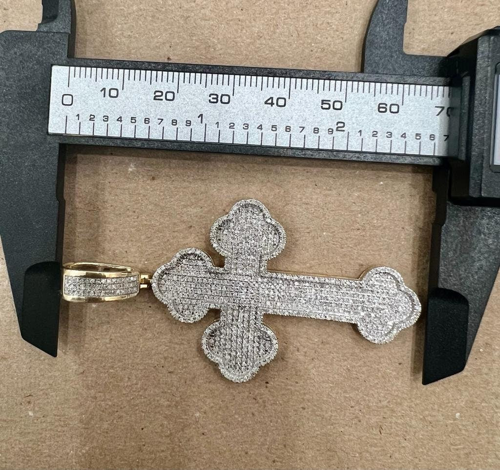 Mens Diamond Cross Jesus Christ Pendant 10K Gold 1.52CT Hip Hop Cross Pendant Religious Charm Pendants Crucifix Pendant Baptism Gift for Him