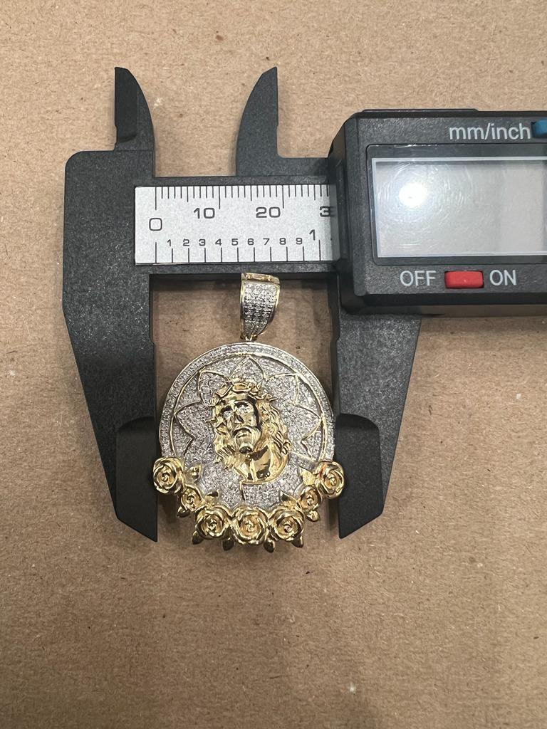 Jesus Head Pendant, 10k Yellow Gold 0.42 CT Diamond Jesus face Religious Pendant, Jesus Head Pendant For Men, Jesus Christ Piece Pendant