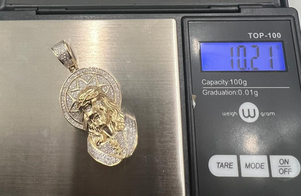Jesus Head Face Pendant, 10k Yellow Gold 0.47 CT Diamond Jesus face Religious Pendant, Jesus Head Pendant For Men, Jesus Christ Face Pendant