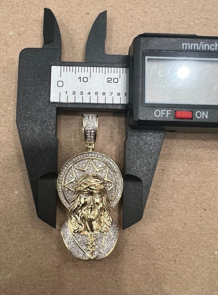 Jesus Head Face Pendant, 10k Yellow Gold 0.47 CT Diamond Jesus face Religious Pendant, Jesus Head Pendant For Men, Jesus Christ Face Pendant