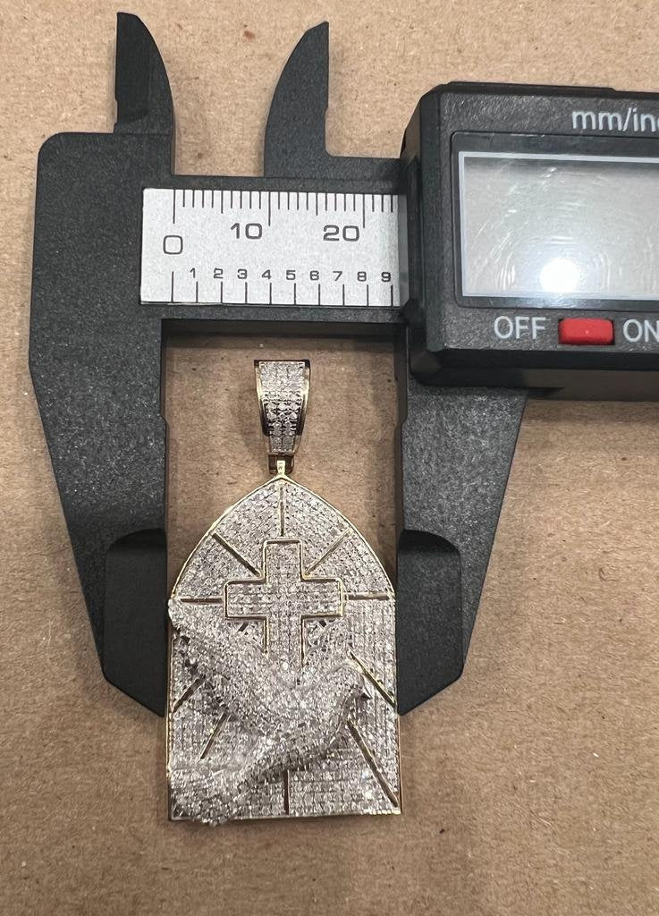Men Medallion Cross Crucifix Jesus Christ Pendant, 10K Gold 1.25 CT Diamond Cross Religious Charm, Crucifix Cross Pendant, Gift for Him