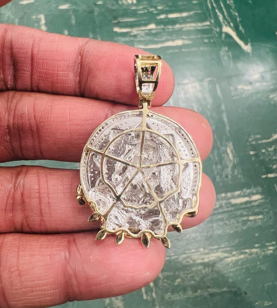 Jesus Head Pendant, 10k Yellow Gold 0.42 CT Diamond Jesus face Religious Pendant, Jesus Head Pendant For Men, Jesus Christ Piece Pendant