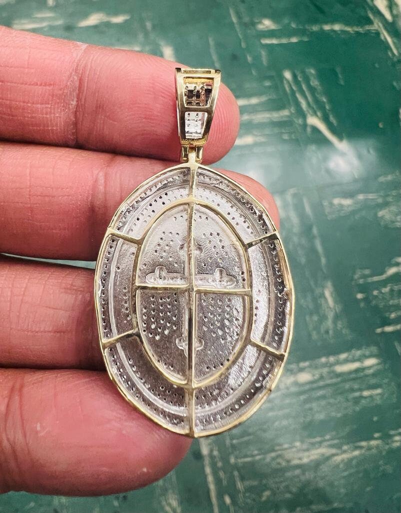 Men Medallion Cross Crucifix Jesus Christ Pendant, 10K Gold 0.86 CT Diamond Cross Religious Charm, Crucifix Cross Pendant, Gift for Him