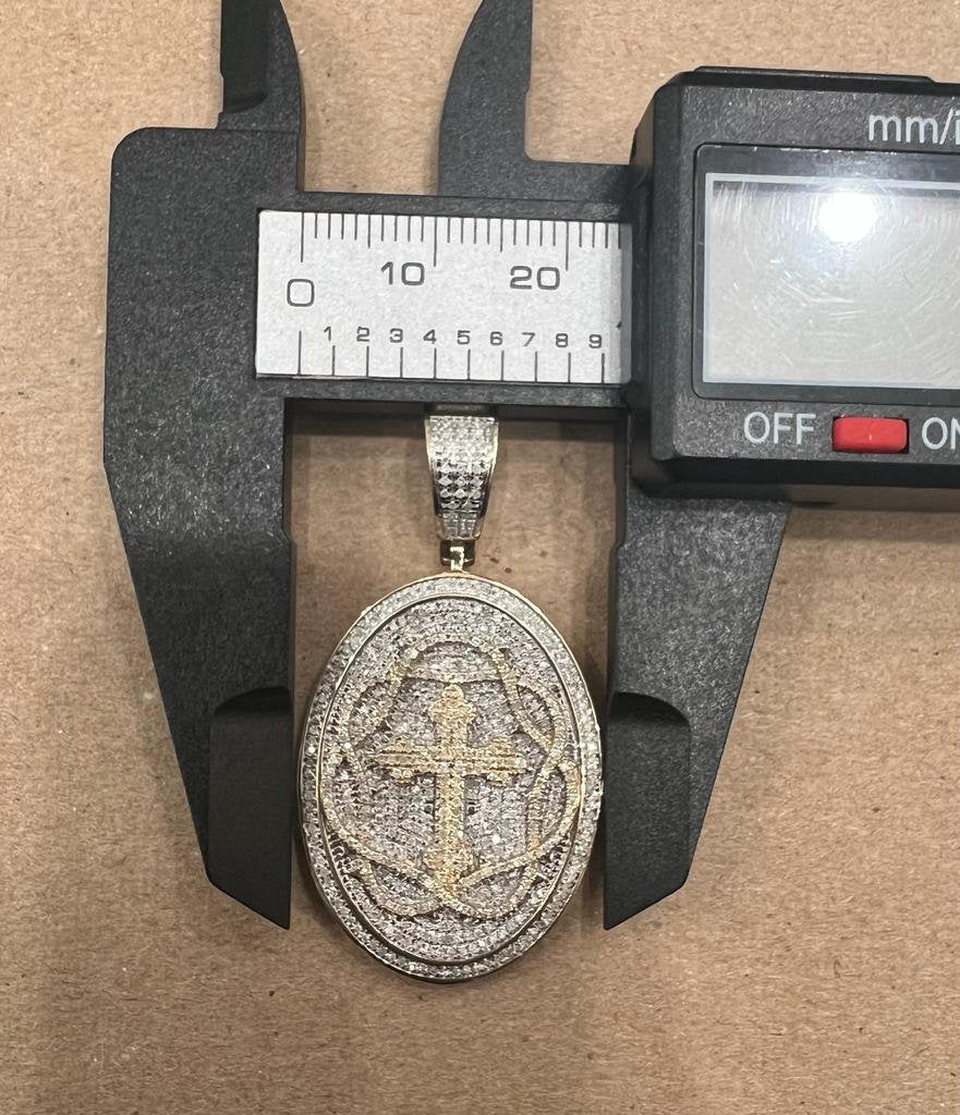 Men Medallion Cross Crucifix Jesus Christ Pendant, 10K Gold 0.86 CT Diamond Cross Religious Charm, Crucifix Cross Pendant, Gift for Him