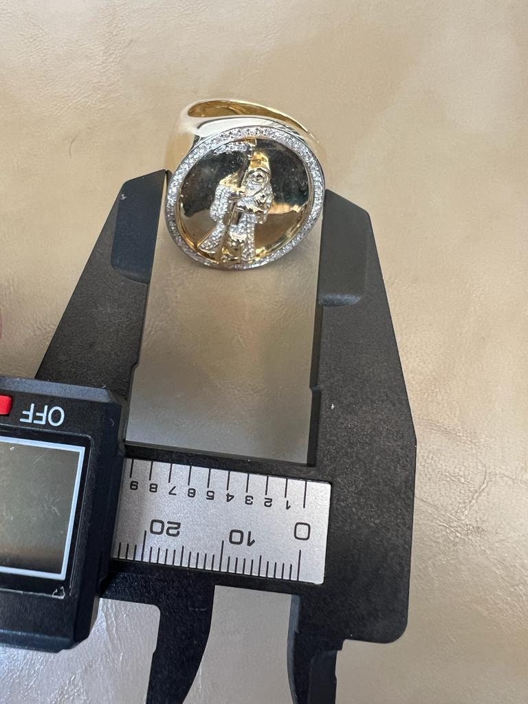 10k Solid Yellow Gold Diamond Grim Reaper Men's Rings, Religious Faith Inspiration Jesus Mens Diamond Ring 0.40ct 16.5 Grams Size 10