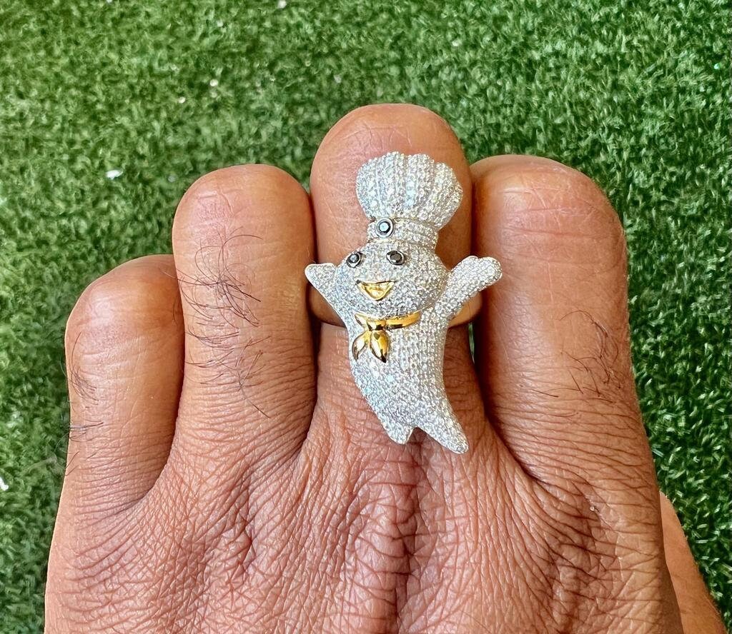 10K Solid Yellow Gold Diamond Ring for Men 1.56 ct Pillsbury Dough Boy Band Ring, Signet Mens Ring, Mens Ring, Statement Ring, Gift for Him