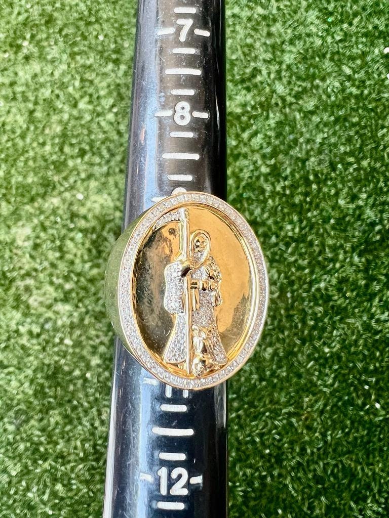 10k Solid Yellow Gold Diamond Grim Reaper Men's Rings, Religious Faith Inspiration Jesus Mens Diamond Ring 0.40ct 16.5 Grams Size 10