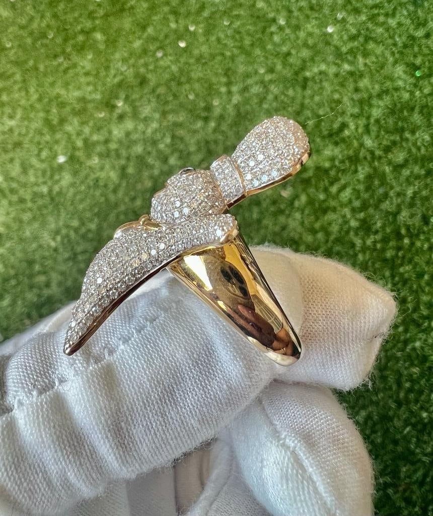 10K Solid Yellow Gold Diamond Ring for Men 1.56 ct Pillsbury Dough Boy Band Ring, Signet Mens Ring, Mens Ring, Statement Ring, Gift for Him