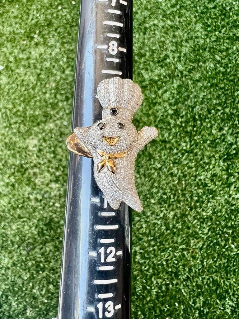 10K Solid Yellow Gold Diamond Ring for Men 1.56 ct Pillsbury Dough Boy Band Ring, Signet Mens Ring, Mens Ring, Statement Ring, Gift for Him