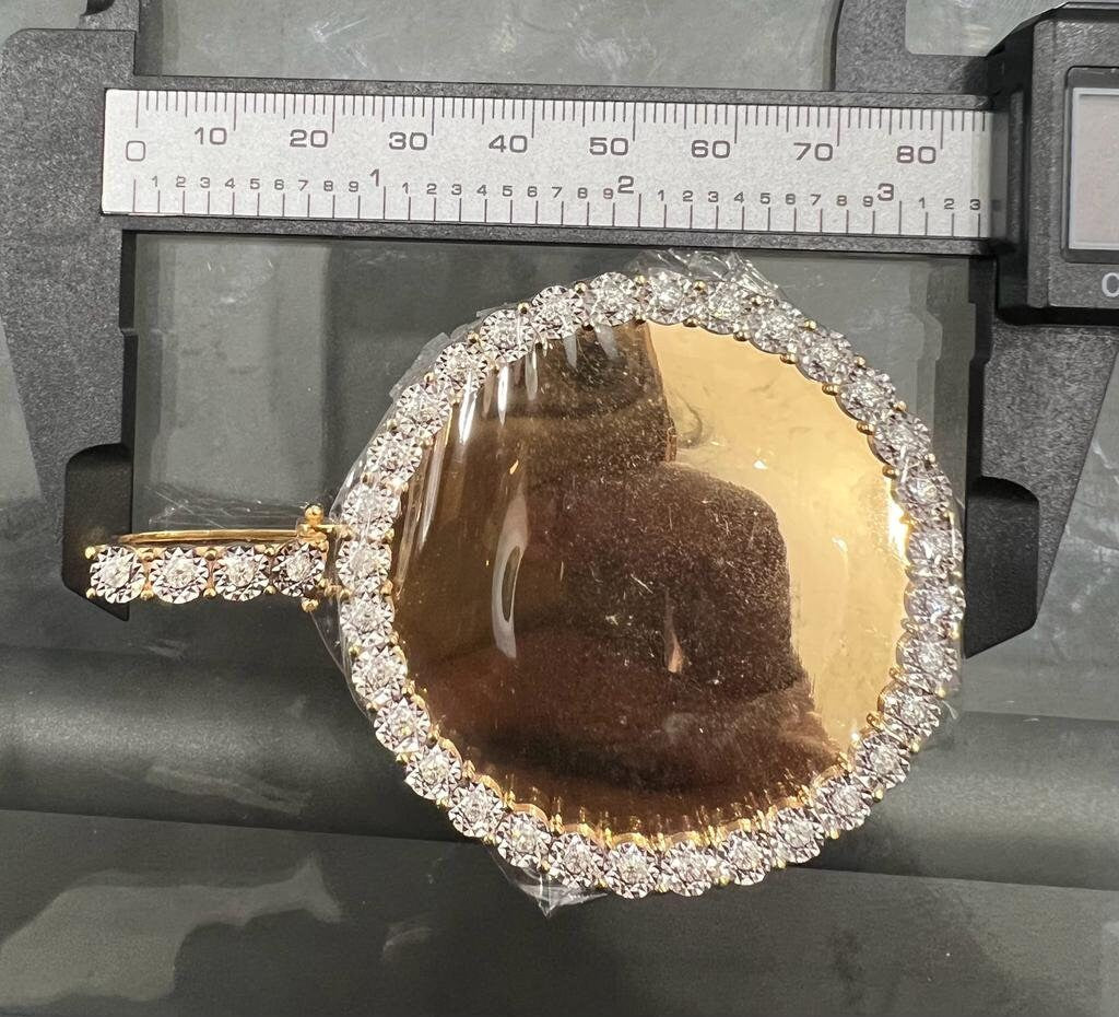 10k Yellow Gold Diamond Memory Pendant, Medallion Frame Diamond Charm Pendant 1.55ct Diamond pendant, Picture Frame Pendant, 35.34 grams