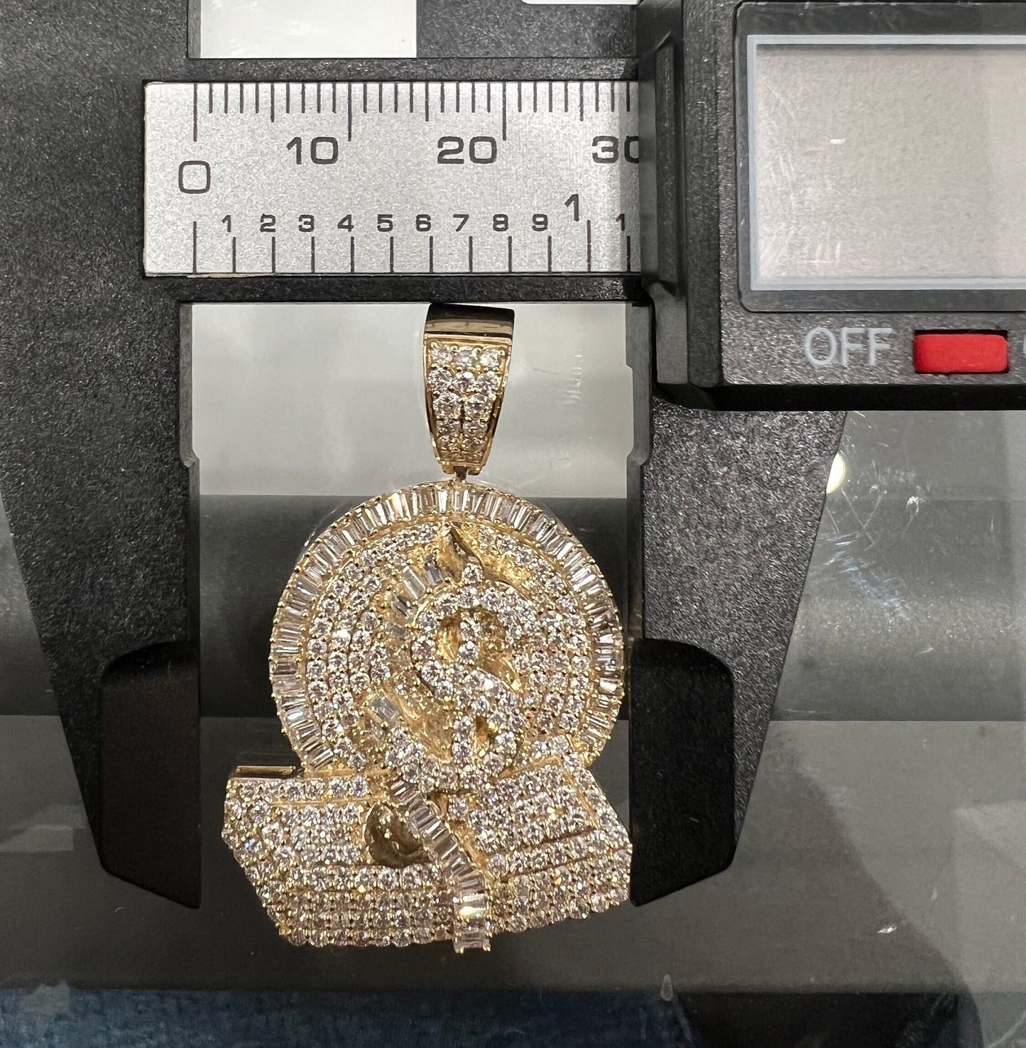 Real Diamond 3.13ct Money Sign with Cash Pendant,10k Yellow gold Money Sign Pendant, Custom Diamond Money Pendant, 14K Solid Gold Pendant