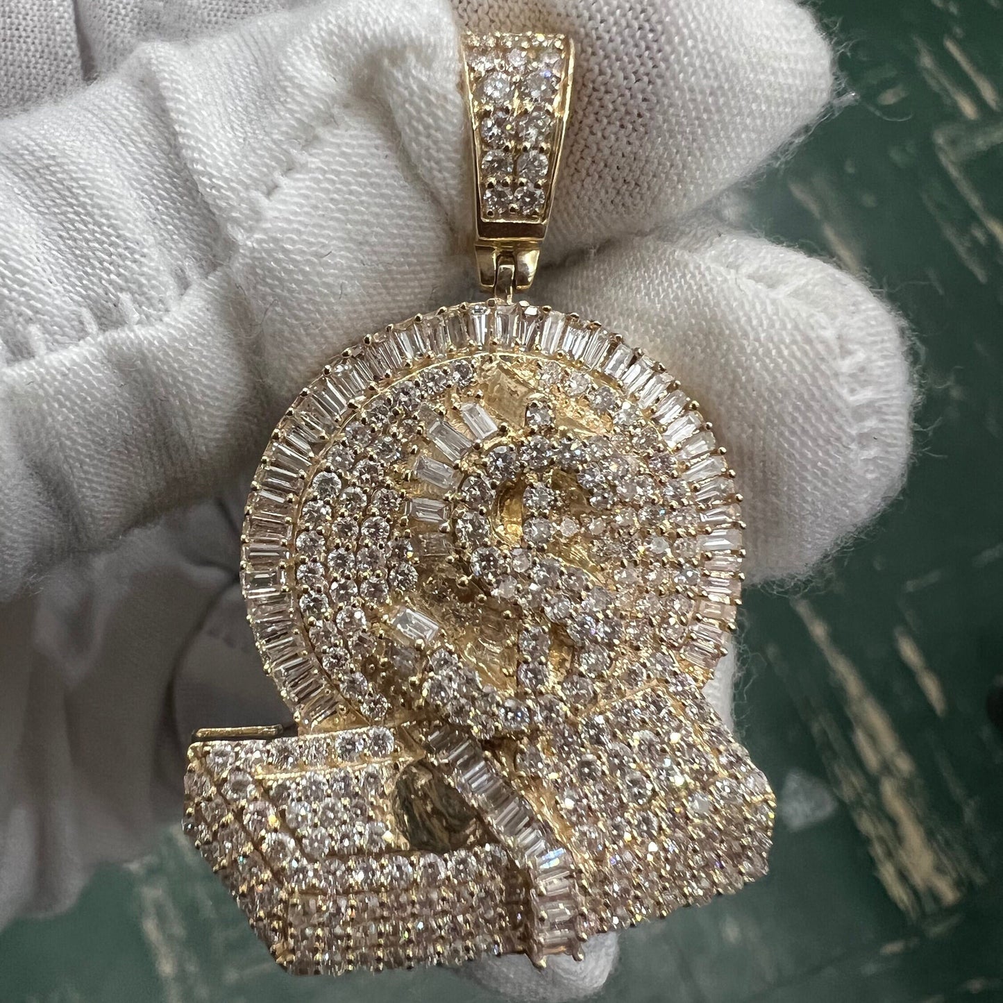 Real Diamond 3.13ct Money Sign with Cash Pendant,10k Yellow gold Money Sign Pendant, Custom Diamond Money Pendant, 14K Solid Gold Pendant