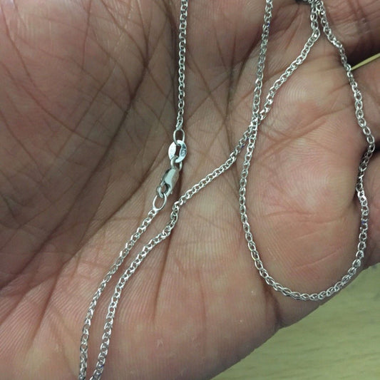 14k Solid White Gold 1.5mm Italy Wheat Chain 18"