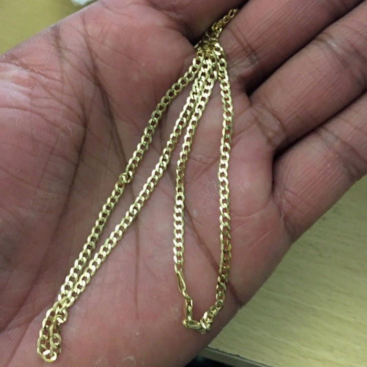 14k Solid Gold 3.6mm Cuban Curb Link Chain 20"