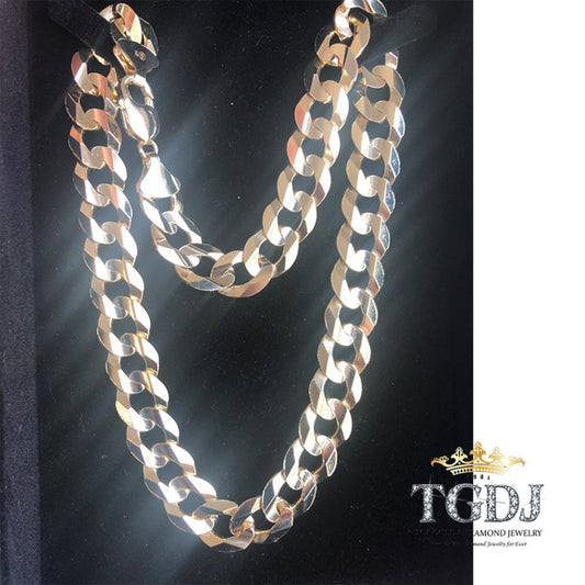 14k Yellow Gold 14mm Cuban Concave Chain 26"