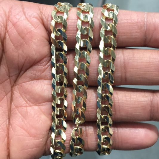 14k Yellow 8.2mm Cuban Concave Chain - 22"
