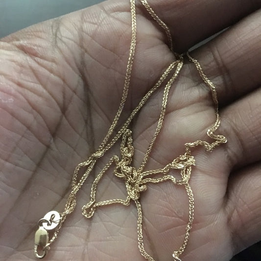 14k Rose Gold 0.8mm Diamond Cut Wheat chain 24”