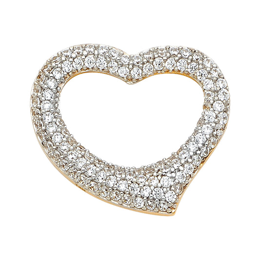 14K Yellow Gold Cubic Zirconia Heart Pendant