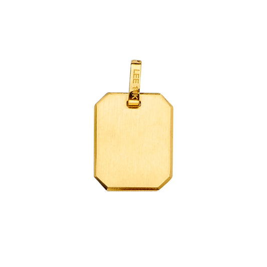 14K Yellow Gold Rectangular Engravable Hollow Pendant
