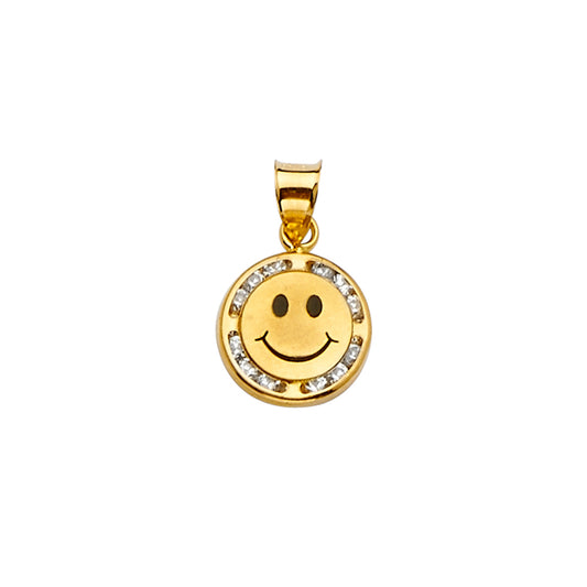 14K Yellow Gold Cubic Zirconia Smile Pendant