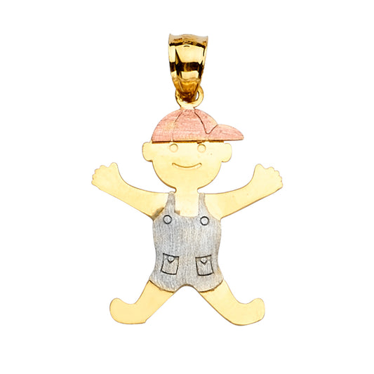 14K Tri Color Gold Boy Pendant