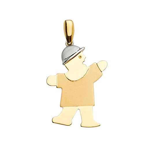 14K Two Tone Gold Boy Pendant