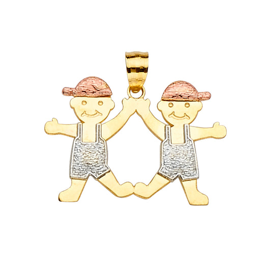 14K Tri Color Gold Boy-Boy Pendant
