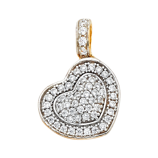 14K White Gold Heart Cubic Zirconia Pendant