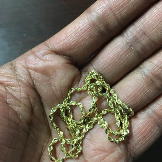 14k Yellow gold 2.5mm Solid Rope Diamond Cut Chain 18"