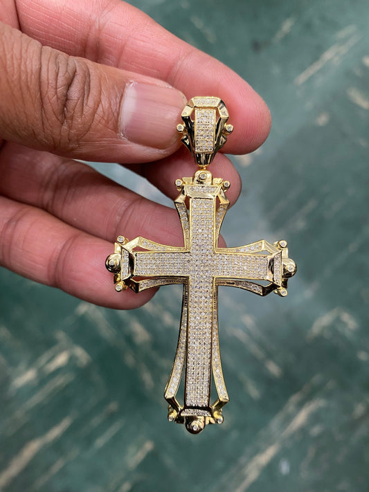 Diamodn Cross 1.20CT pendant cross pendant/Mens Diamond Pendant 10kt Yellow Gold huge Cross top diamonds/Crazy diamond pendant 11.5 grams