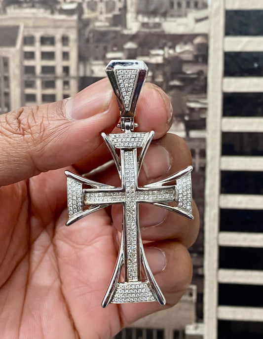 DIAMOND CROSS 2CT pendant cross pendant/Mens Diamond Pendant 14kt White Gold huge Cross top diamonds/Crazy diamond pendant 17.95 grams