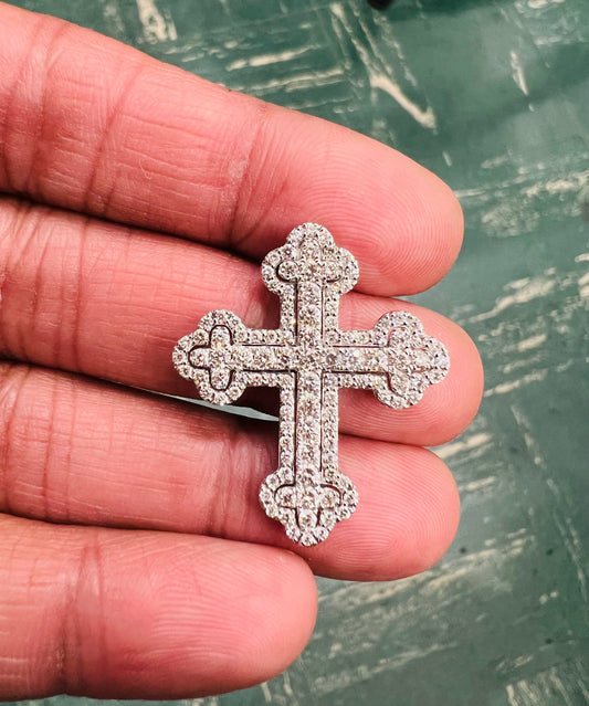 DIAMOND CROSS 1.5CT pendant cross pendant/Mens Diamond Pendant 14kt White Gold Cross top diamonds/Crazy diamond pendant
