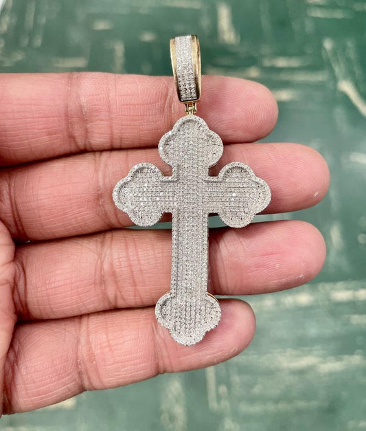 Mens Diamond Cross Jesus Christ Pendant 10K Gold 1.52CT Hip Hop Cross Pendant Religious Charm Pendants Crucifix Pendant Baptism Gift for Him